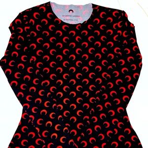 MARINE SERRE Iconic Crescent Moon Top Black Red